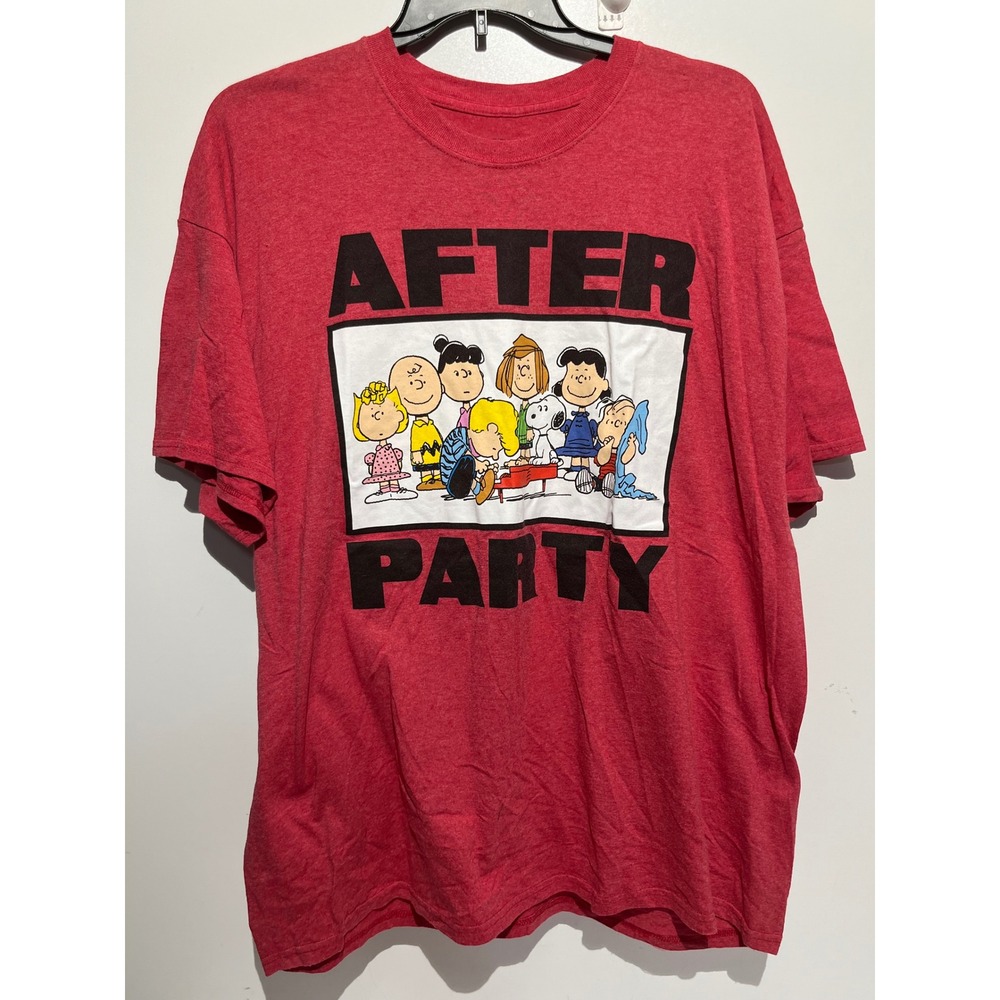 Peanuts After Party Graphic T-Shirt Mens 2XL Red Heather Snoopy Charlie Brown
